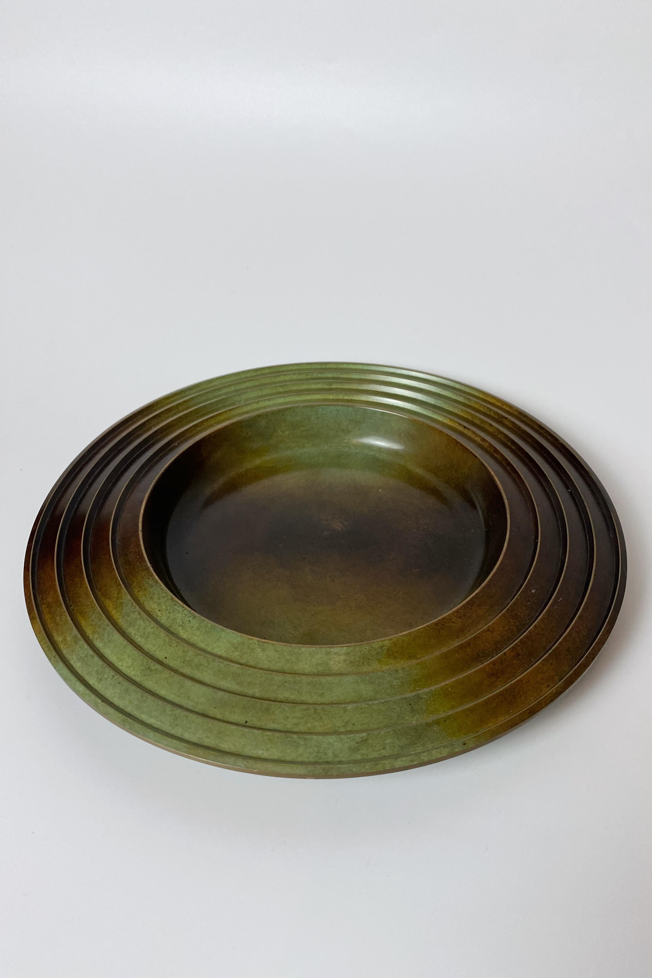 Scandinavian Modern 1930s Bronze Plate and Vase by Ystad Brons For Sale