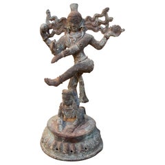 1930s Bronze Sculpture of Dancing Shiva Nataraja on a Base Figure