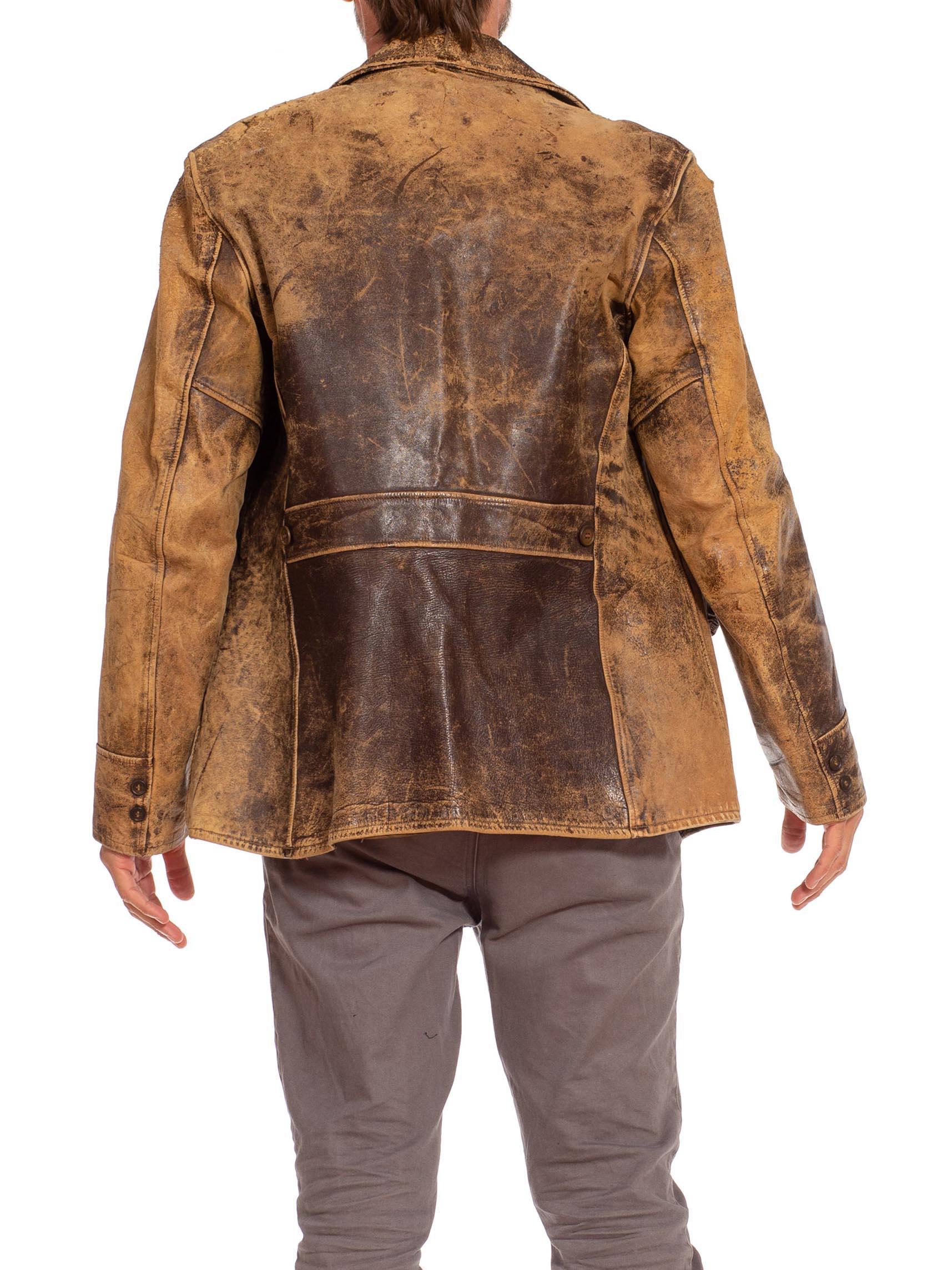 Men's 1930S Brown Horsehide Distressed Leather Jacket
