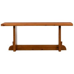 Vintage 1930s Brown Wooden Pine Dining Table by Axel Einar Hjorth