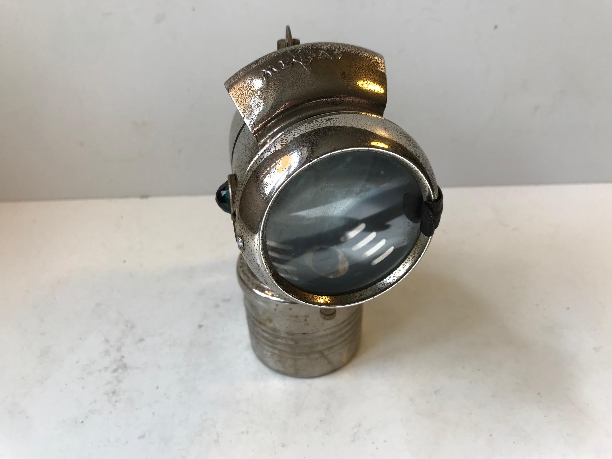 Bauhaus 1930s Bullet Carbide Bicycle Lamp from Melas