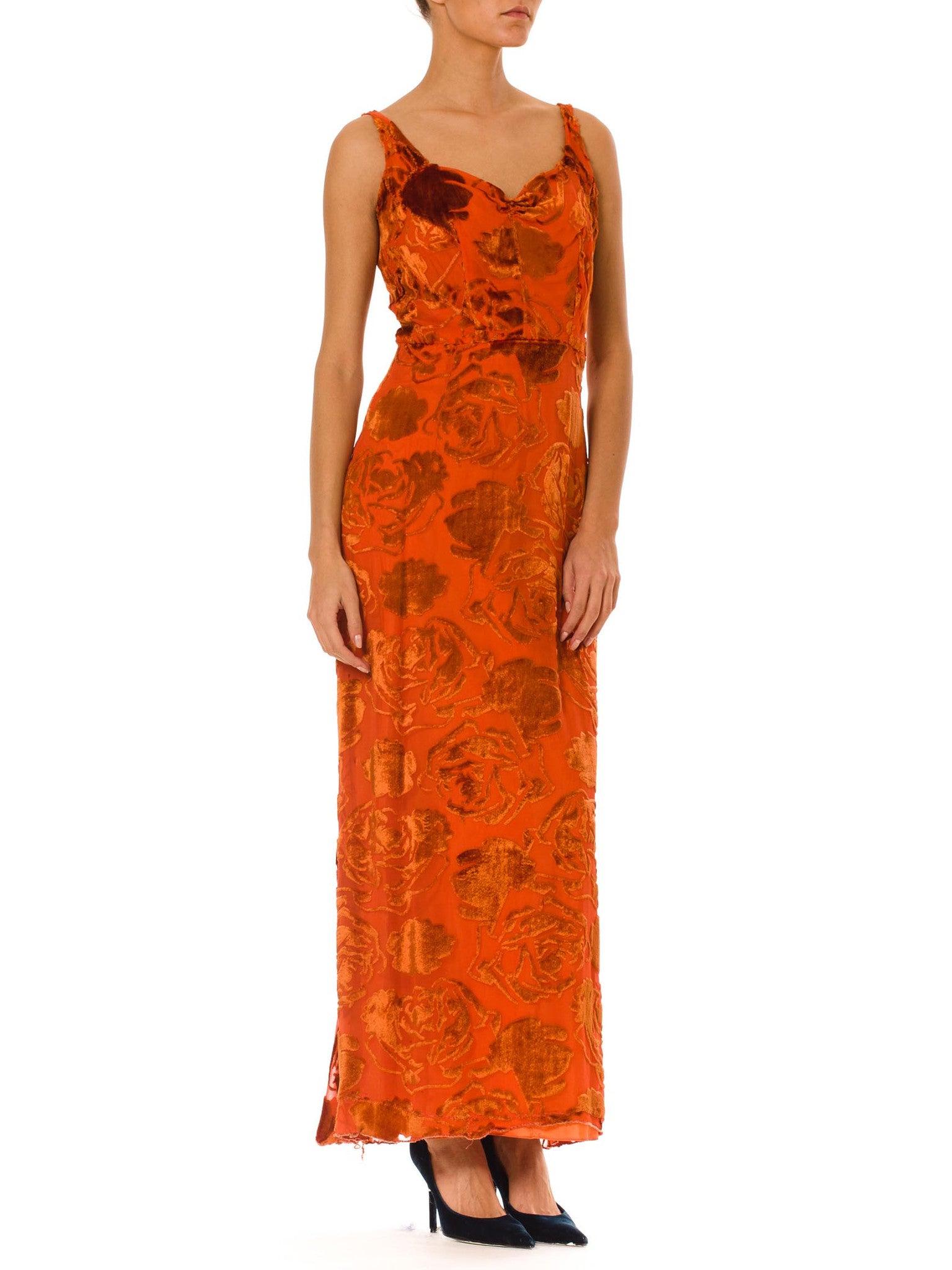 burnt orange silk dress