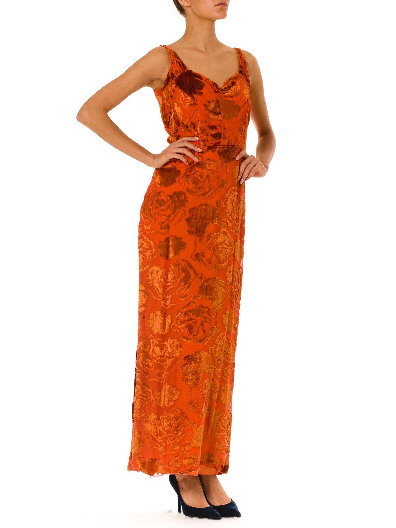velvet burnt orange dress