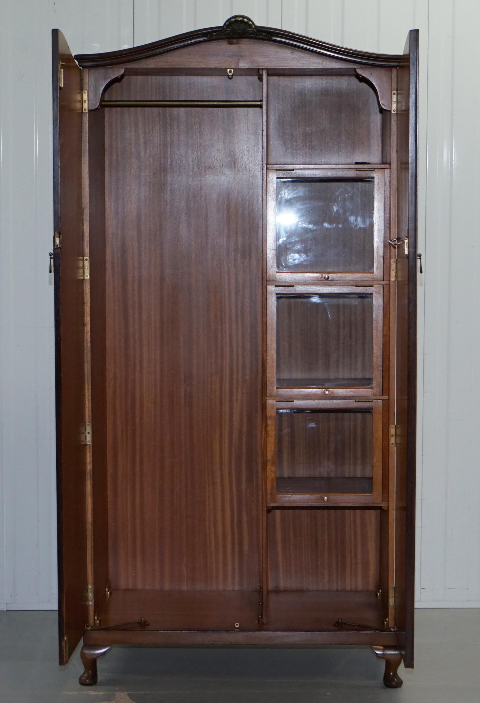 1930s Burr Walnut Double Bank Wardrobe and Pigeon Holes One of Two Part of Suite 5