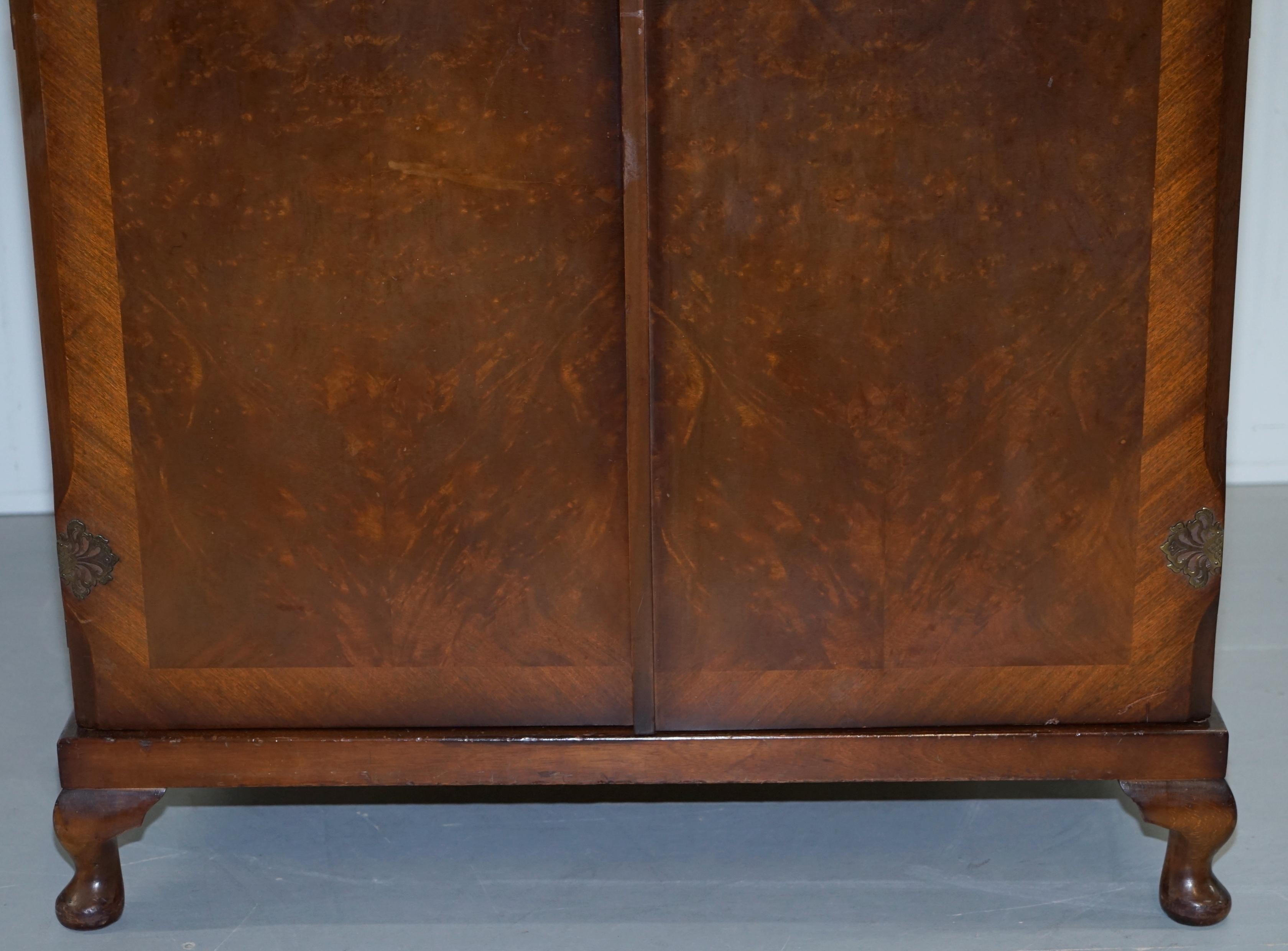 Mid-20th Century 1930s Burr Walnut Double Bank Wardrobe and Pigeon Holes One of Two Part of Suite