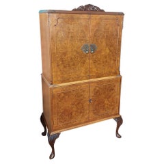 1930's  Burr Walnut Veneered Cocktail Drinks Cabinet