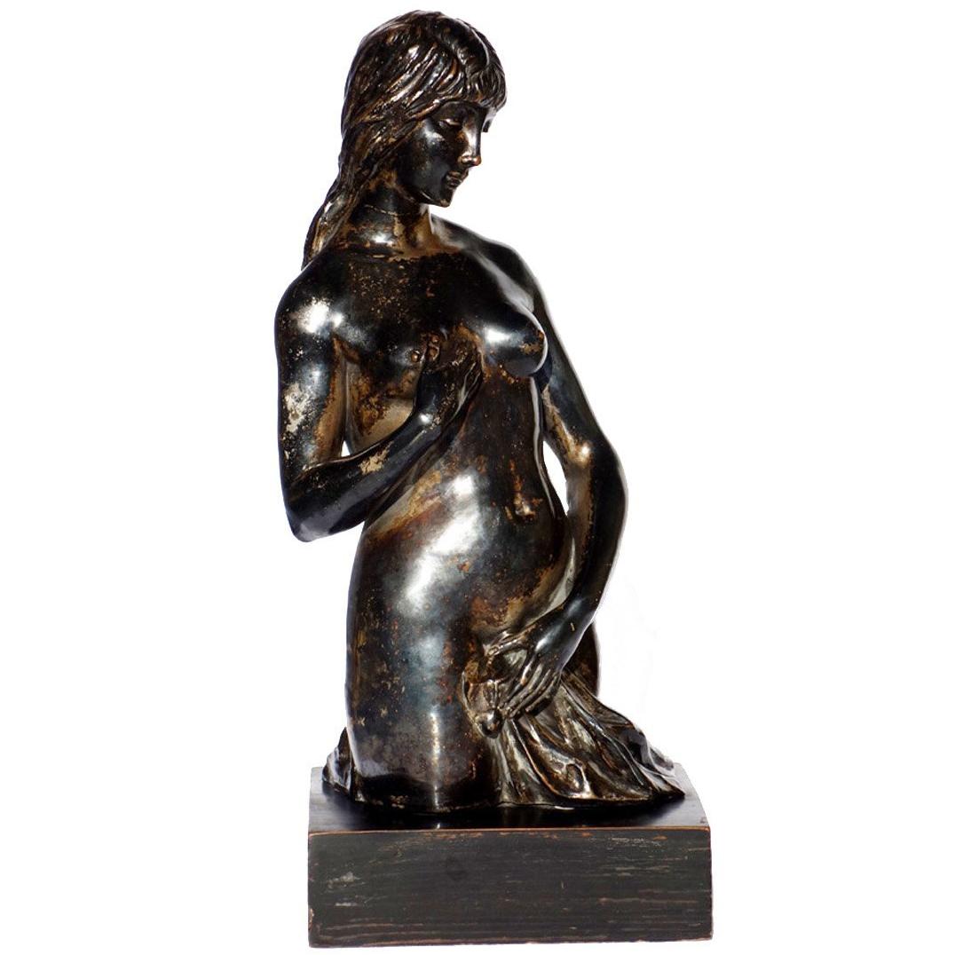 1930s by Arturo Pannunzio Silver Ceramic Figure For Sale