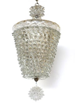 1930s by Ercole Barovier Art Deco "Rostrato" Murano Glass Ceiling Lamp