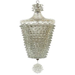 1930s by Ercole Barovier Art Deco "Rostrato" Murano Glass Ceiling Lamp