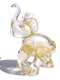 1930s by Ercole Barovier Gold Glass Murano Animal Elephant