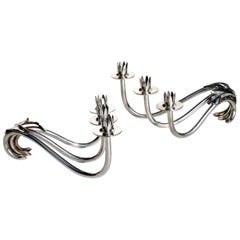 Paire de bougeoirs italiens Art Déco en argent par Mario Buccellati des années 1930
