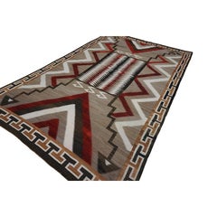 1930s Camel Field Antique Native American Tribal Geometric Flat Weave Kilim Rug