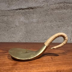 1930s Candle Holder Wrapped Cane & Brass Carl Auböck Austria