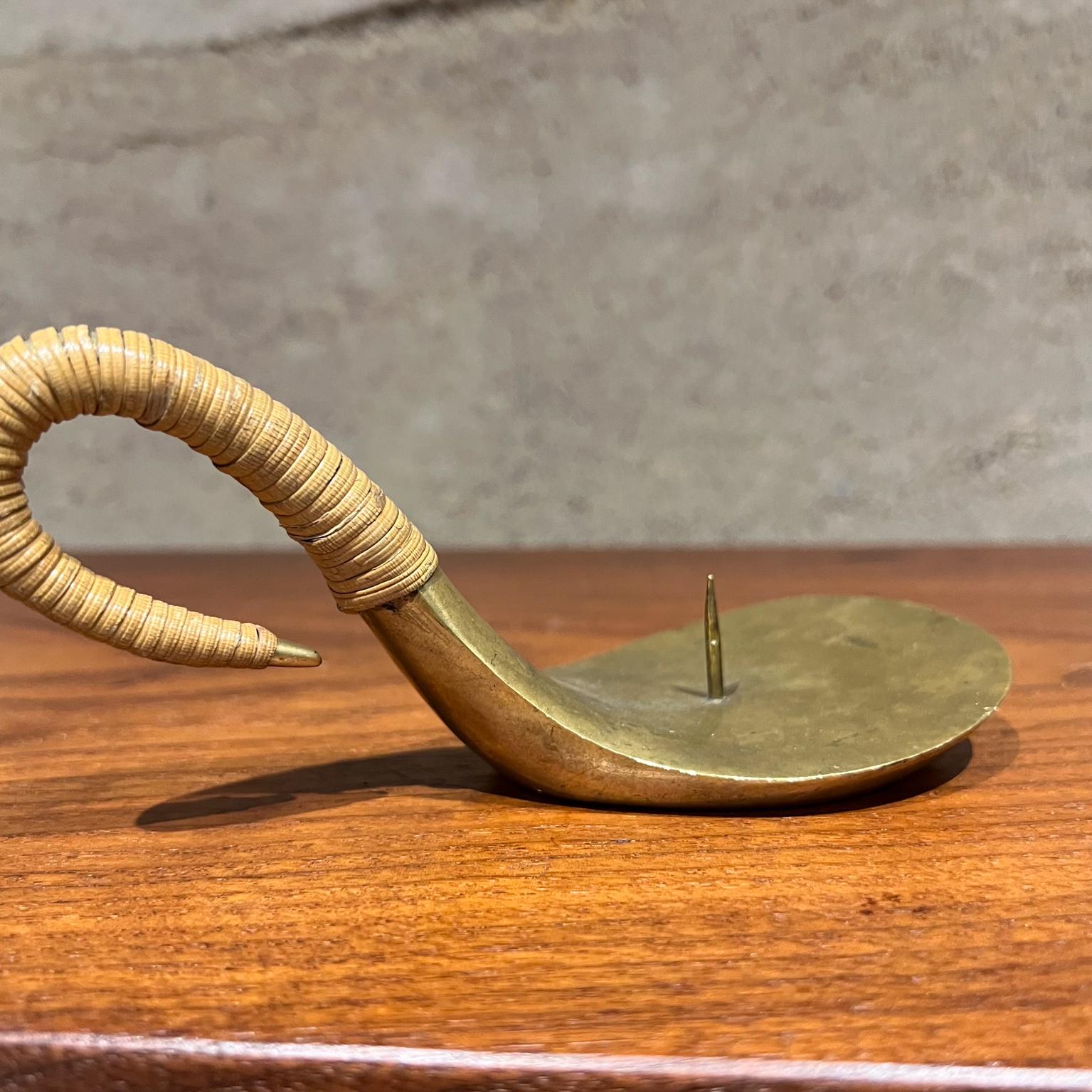 20th Century 1930s Candle Holder Wrapped Cane & Brass Carl Auböck Austria For Sale