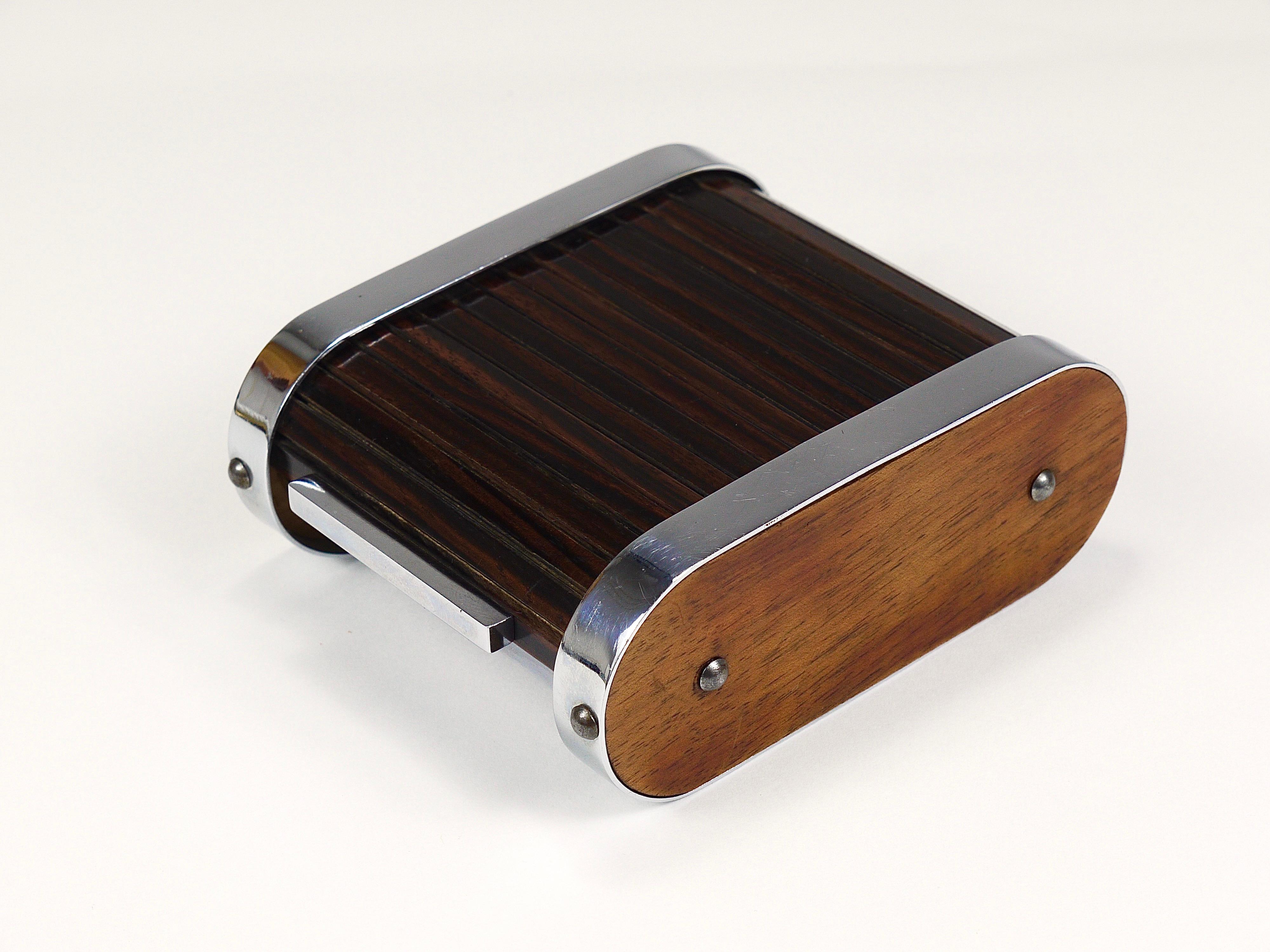1930s Carl Aubock I Storage Box / Cigarette Dispenser with Roll Top, Austria For Sale 4