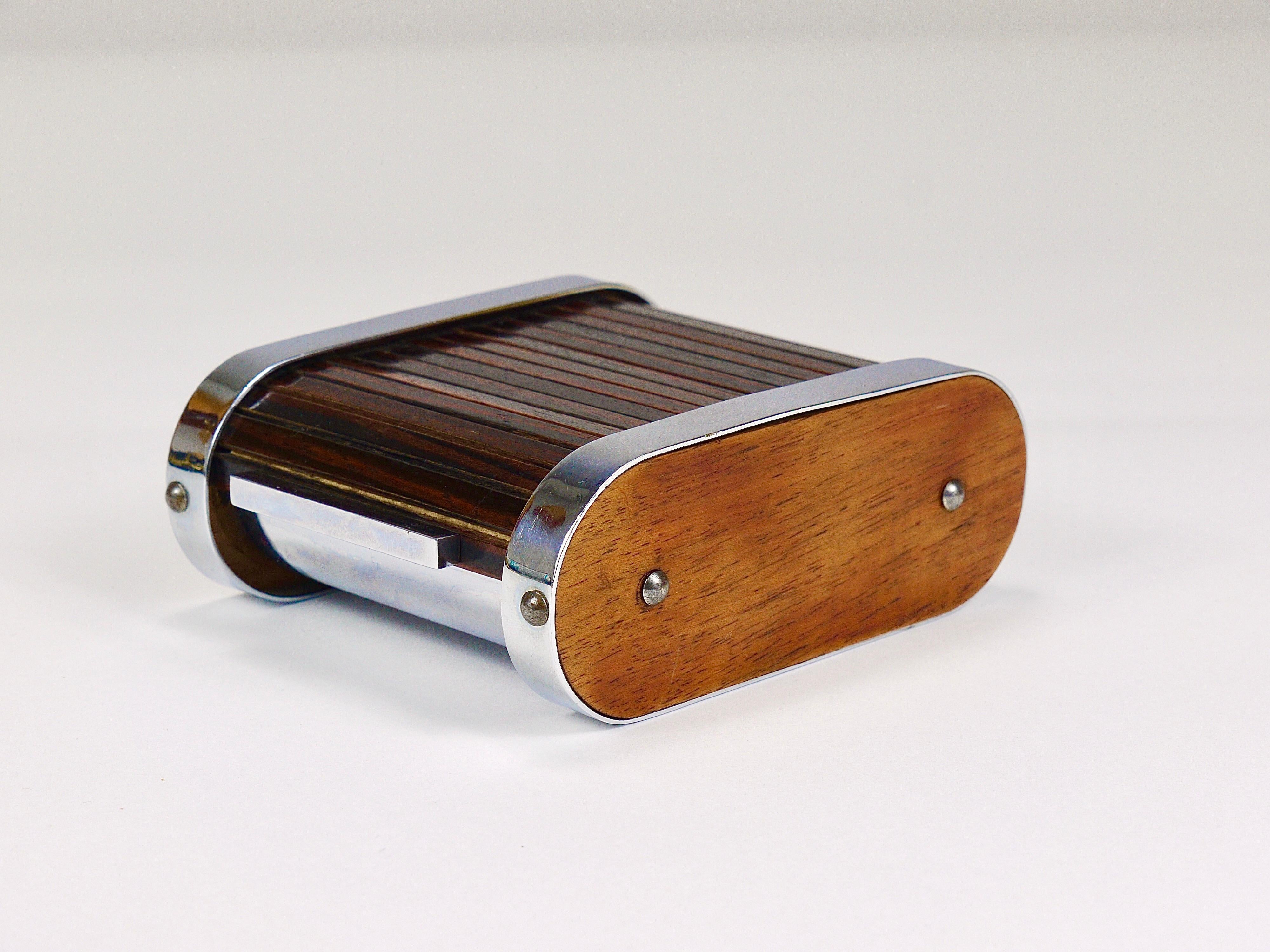 Art Deco 1930s Carl Aubock I Storage Box / Cigarette Dispenser with Roll Top, Austria For Sale