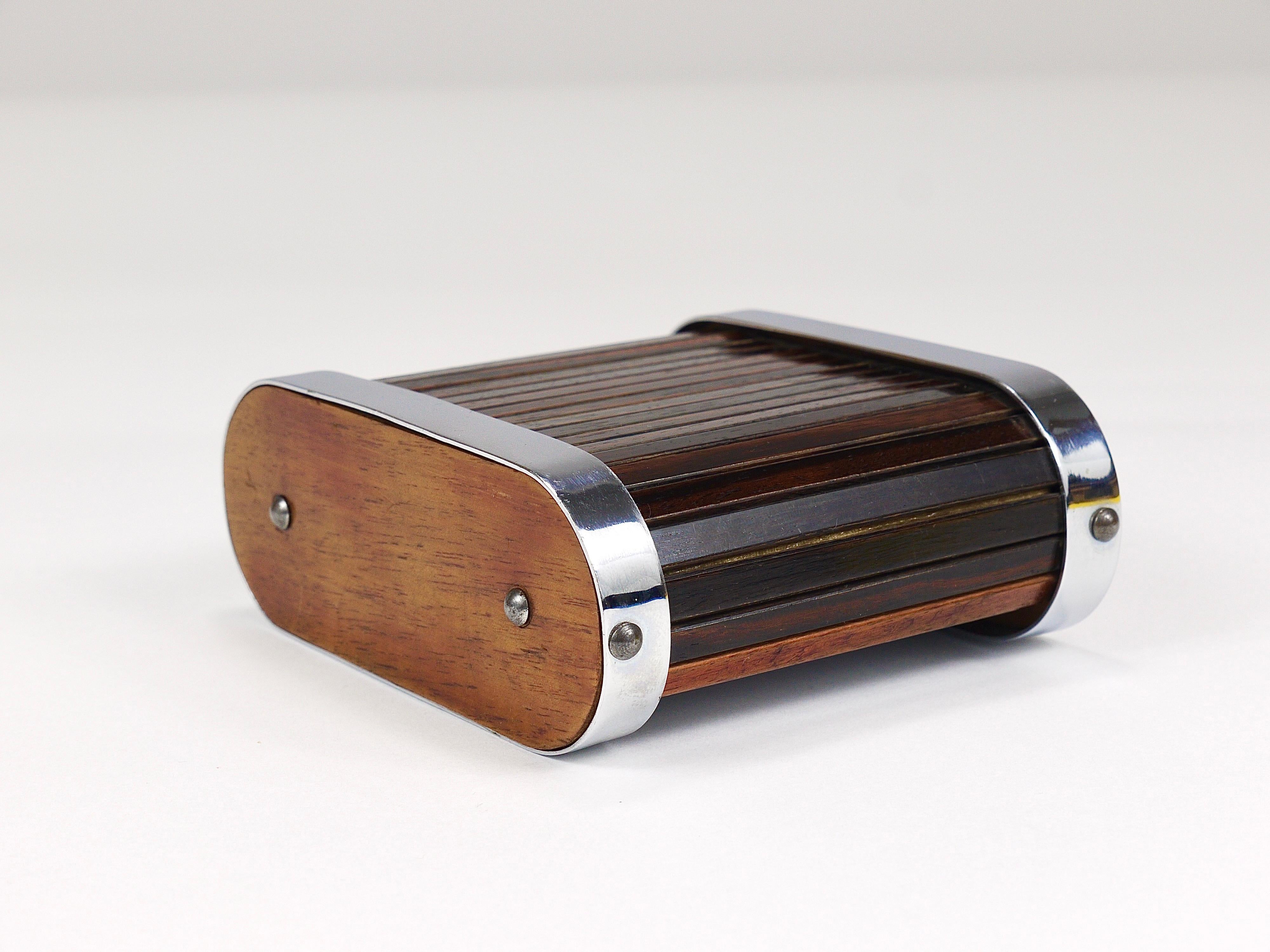1930s Carl Aubock I Storage Box / Cigarette Dispenser with Roll Top, Austria In Good Condition For Sale In Vienna, AT