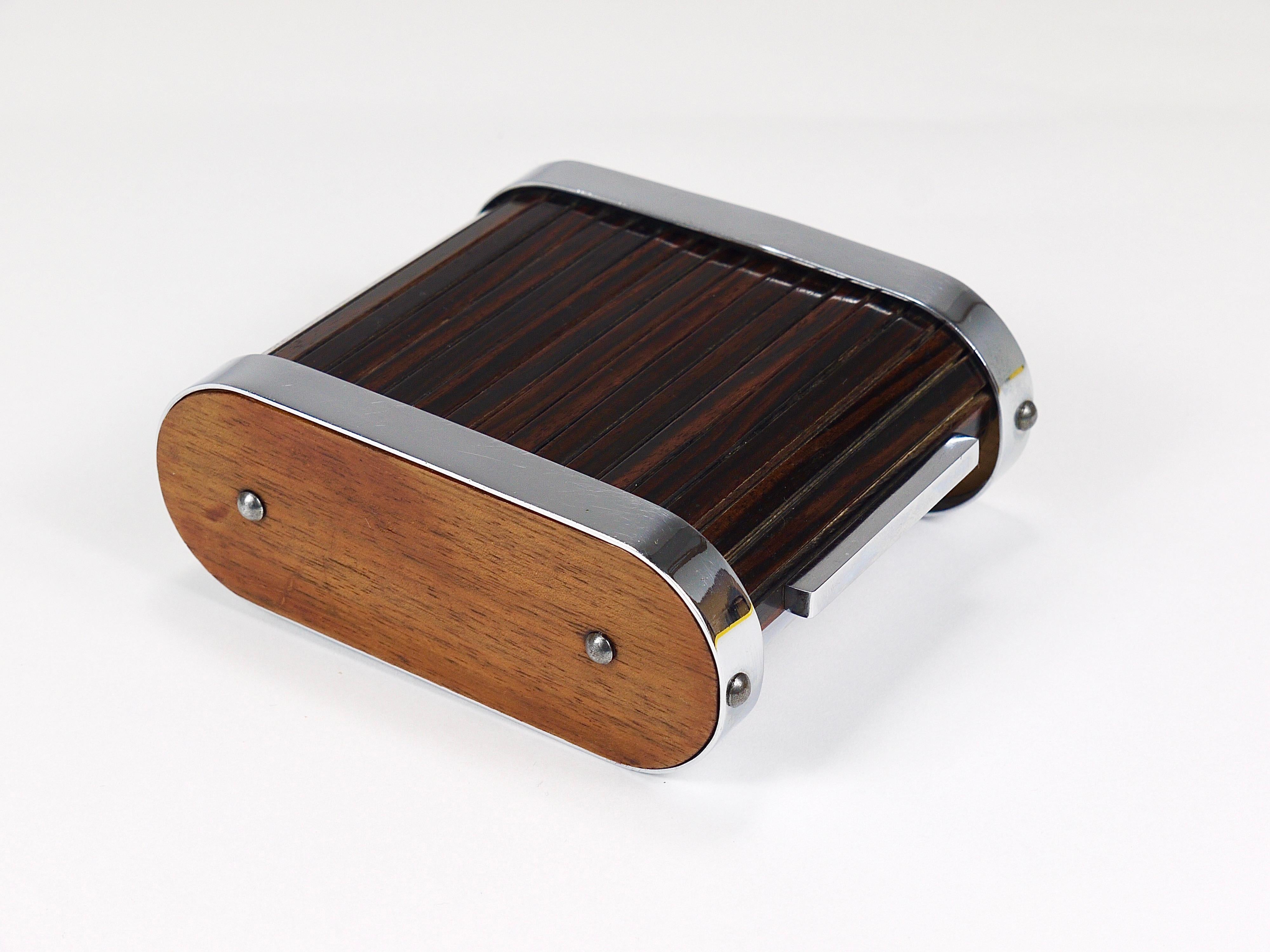 1930s Carl Aubock I Storage Box / Cigarette Dispenser with Roll Top, Austria For Sale 2