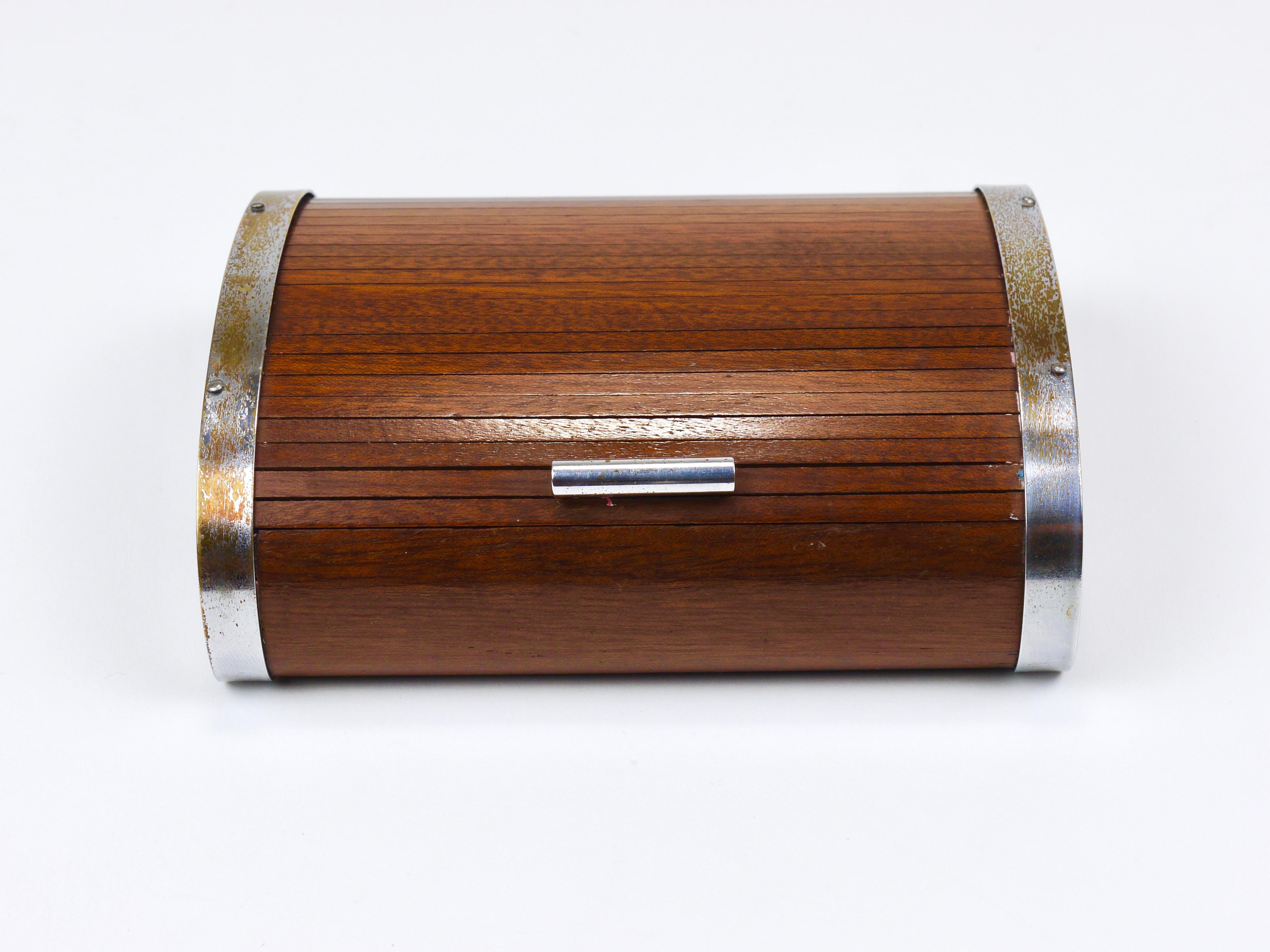 1930s Carl Aubock Large Art Deco Jewelry Storage Cigarette Box, Roll Top, Vienna For Sale 5