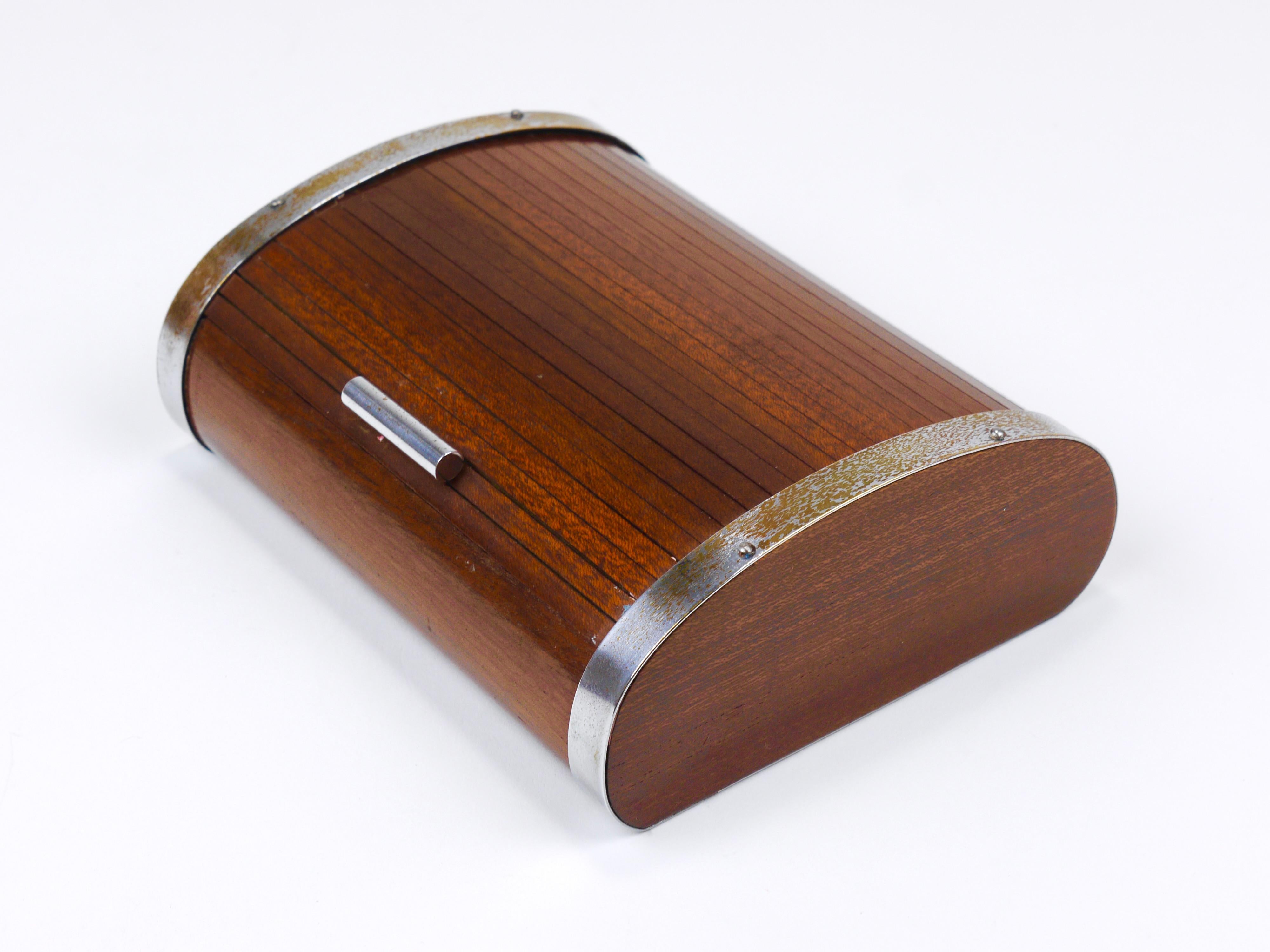 1930s Carl Aubock Large Art Deco Jewelry Storage Cigarette Box, Roll Top, Vienna For Sale 6