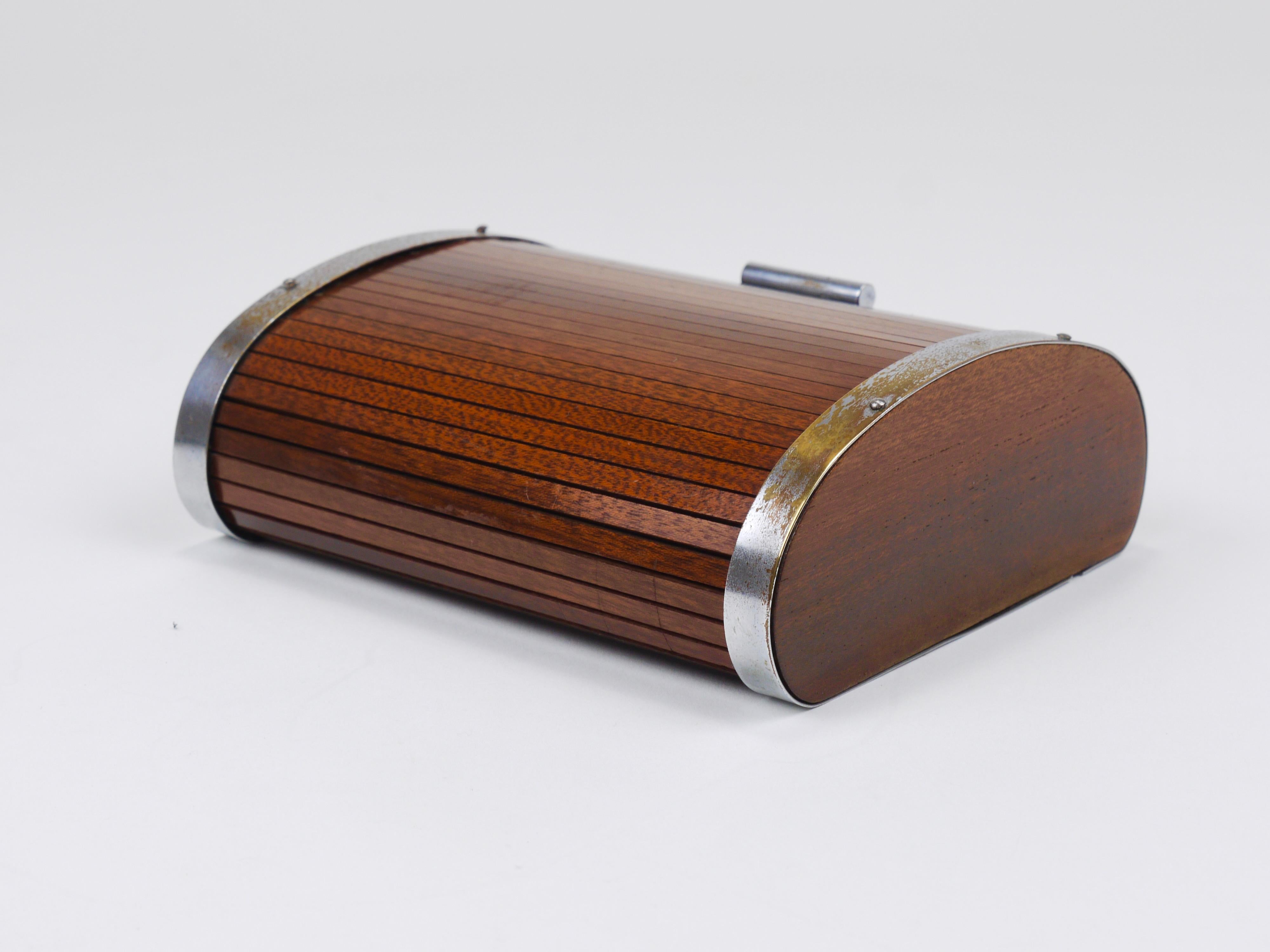 1930s Carl Aubock Large Art Deco Jewelry Storage Cigarette Box, Roll Top, Vienna For Sale 7