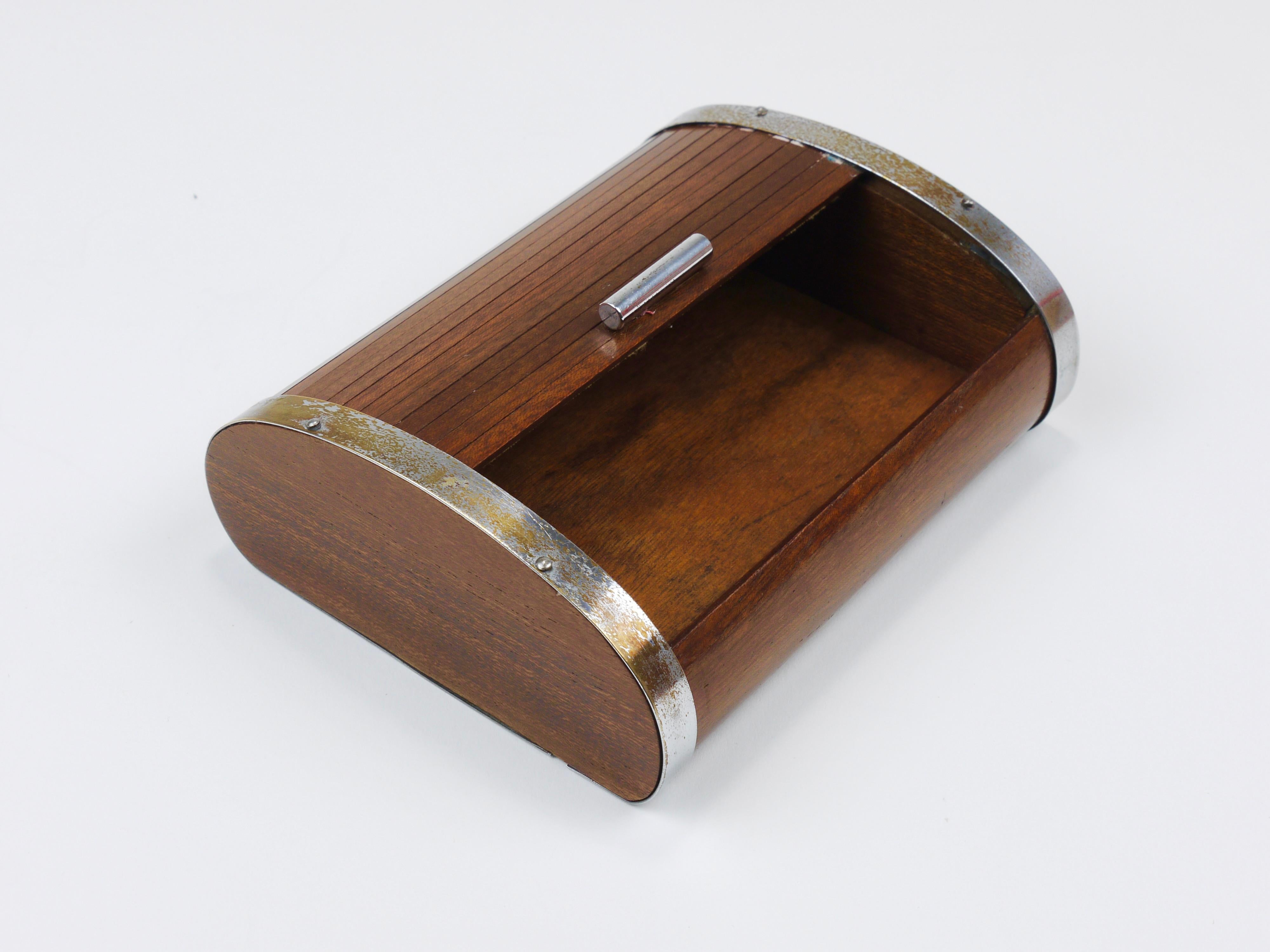 1930s Carl Aubock Large Art Deco Jewelry Storage Cigarette Box, Roll Top, Vienna For Sale 9