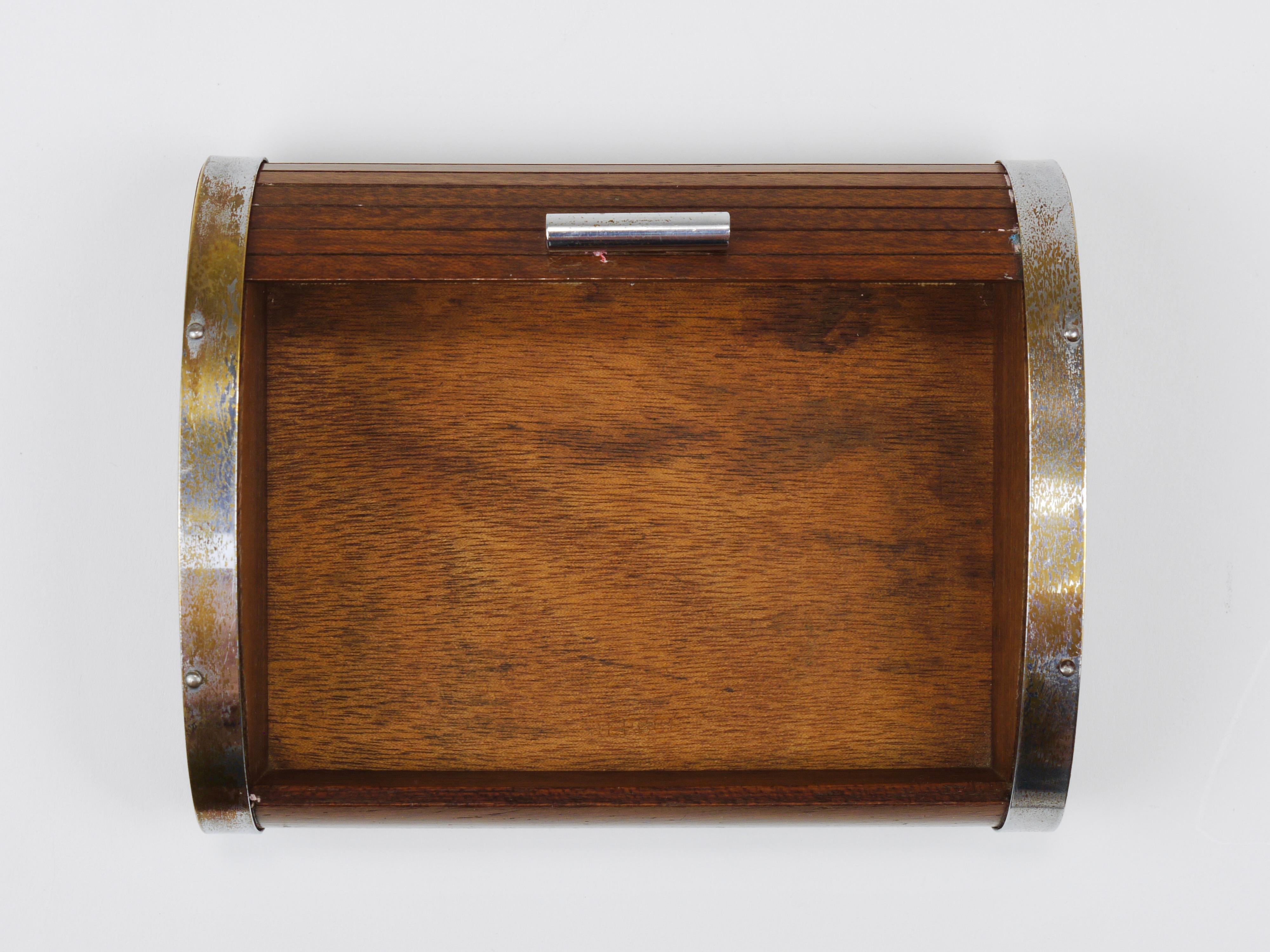 1930s Carl Aubock Large Art Deco Jewelry Storage Cigarette Box, Roll Top, Vienna For Sale 10