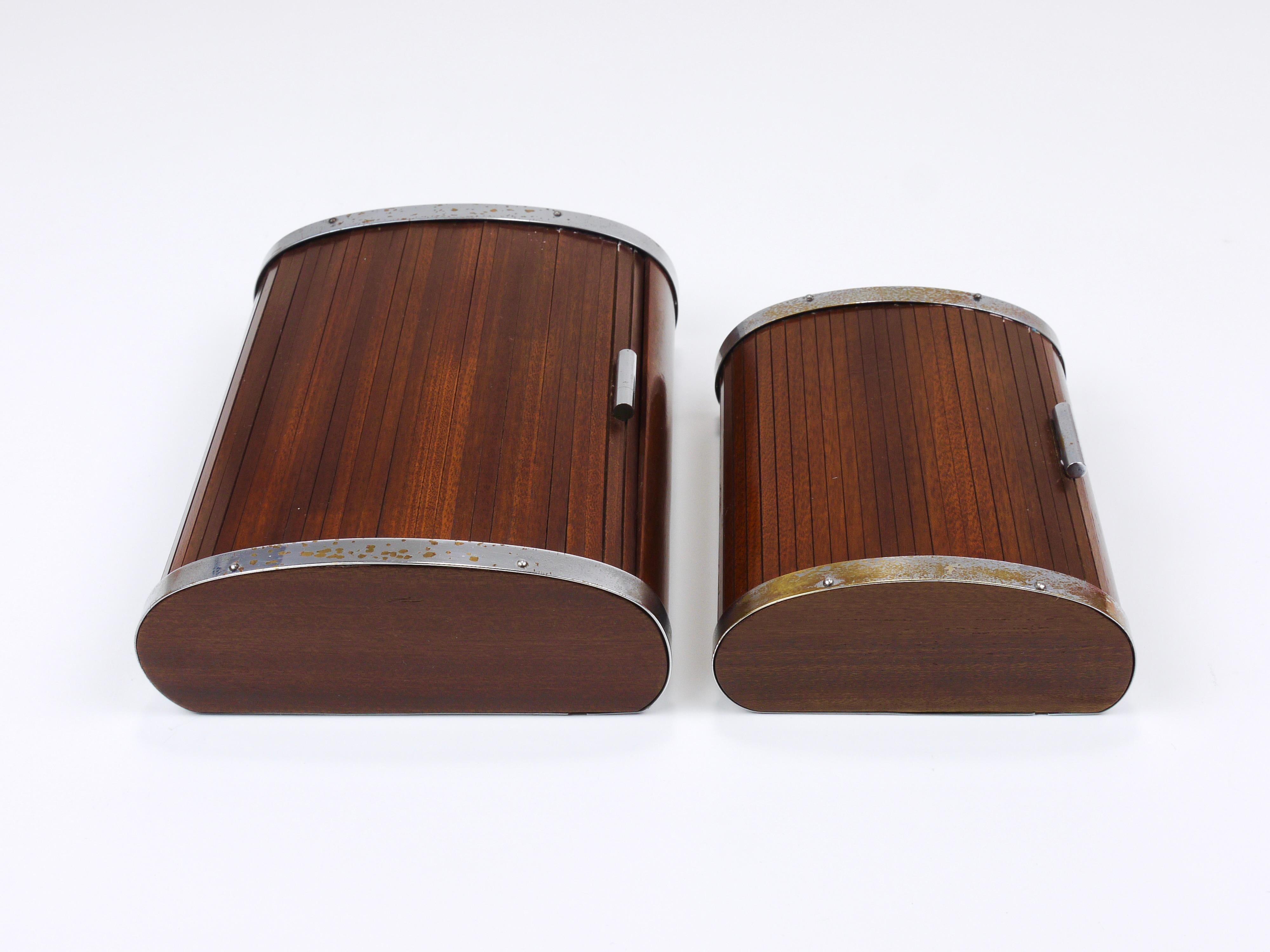 Austrian 1930s Carl Aubock Large Art Deco Jewelry Storage Cigarette Box, Roll Top, Vienna For Sale
