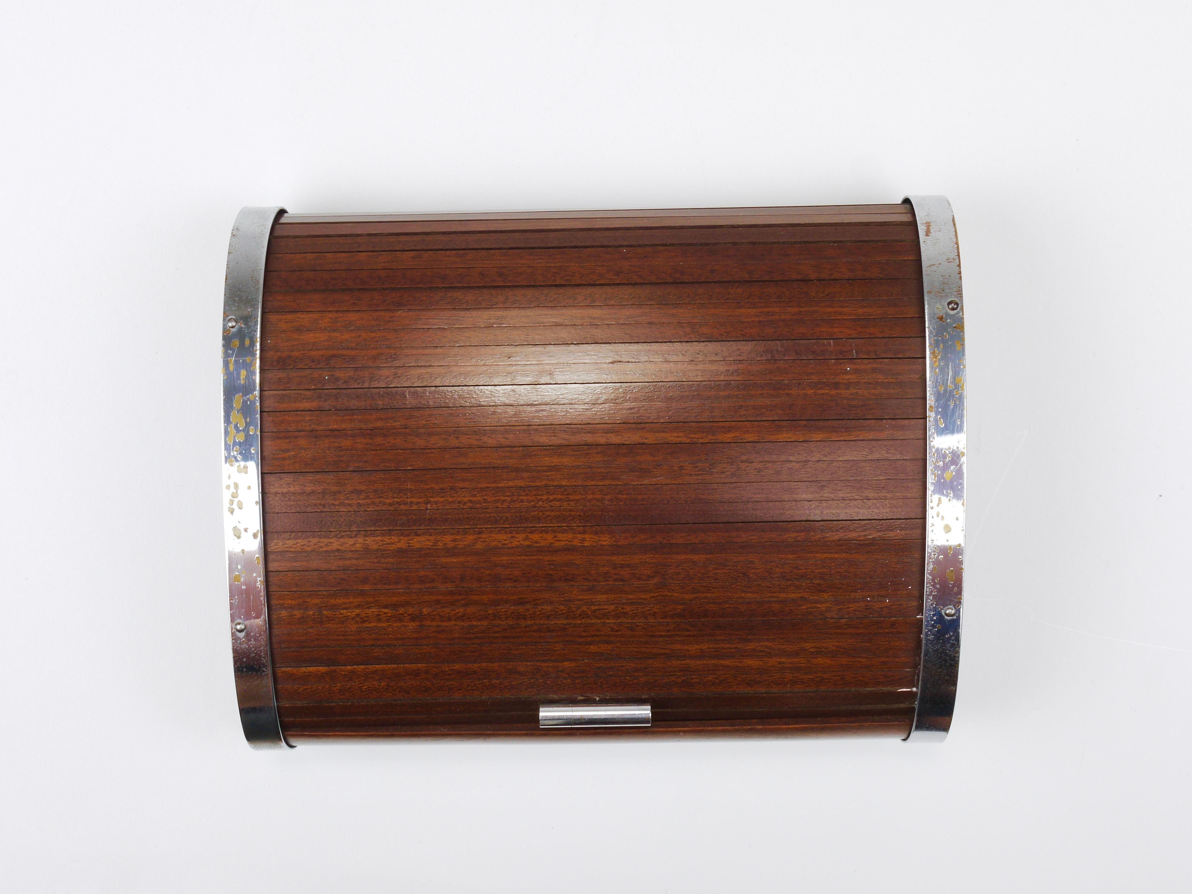 Brass 1930s Carl Aubock Large Art Deco Jewelry Storage Cigarette Box, Roll Top, Vienna For Sale
