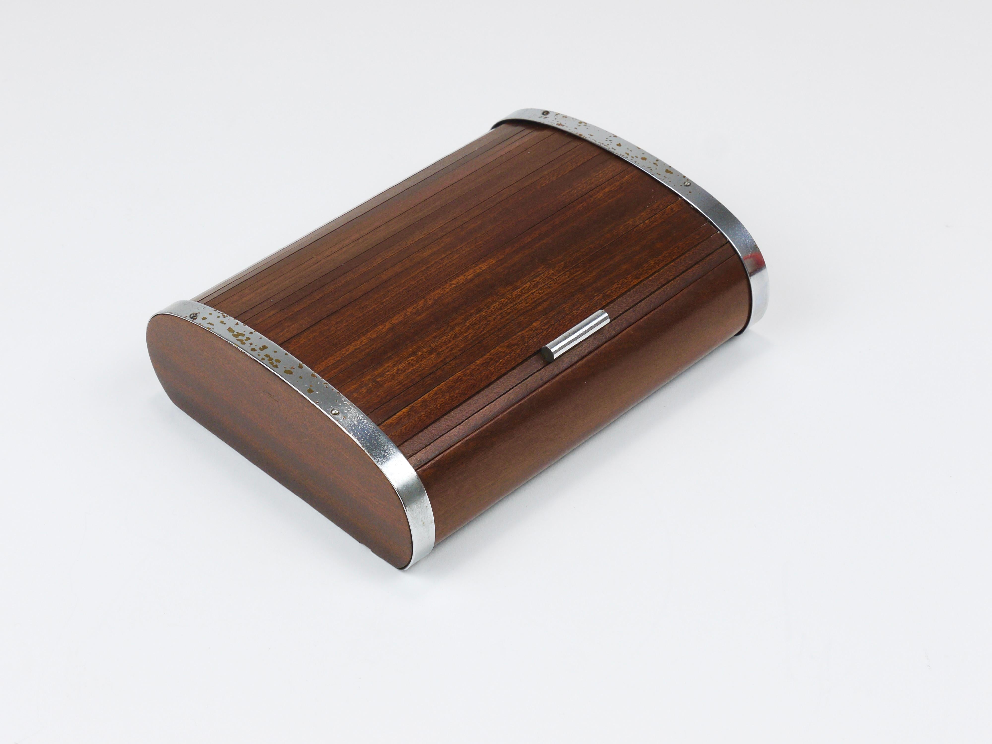 1930s Carl Aubock Large Art Deco Jewelry Storage Cigarette Box, Roll Top, Vienna For Sale 1