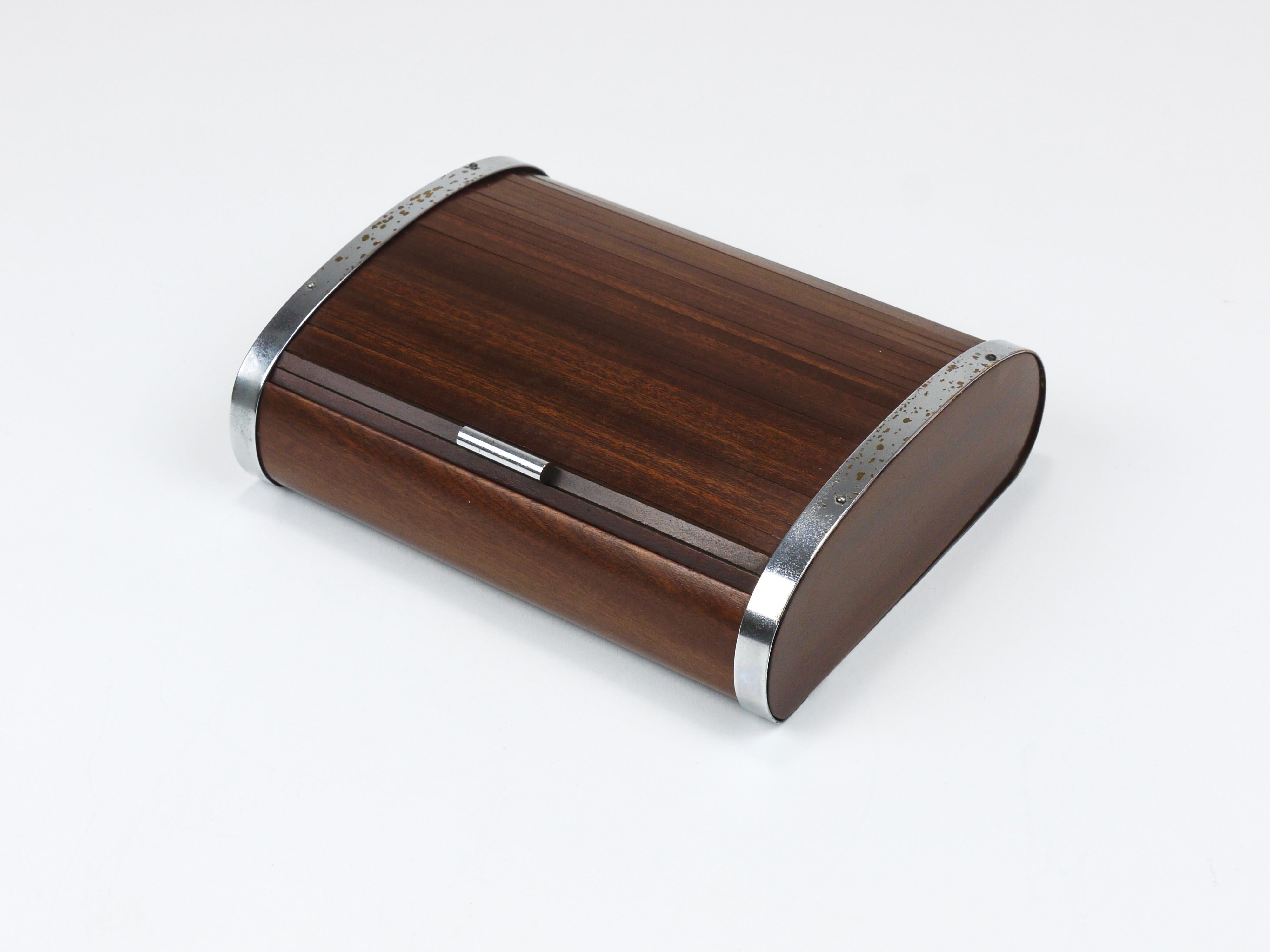 1930s Carl Aubock Large Art Deco Jewelry Storage Cigarette Box, Roll Top, Vienna For Sale 2