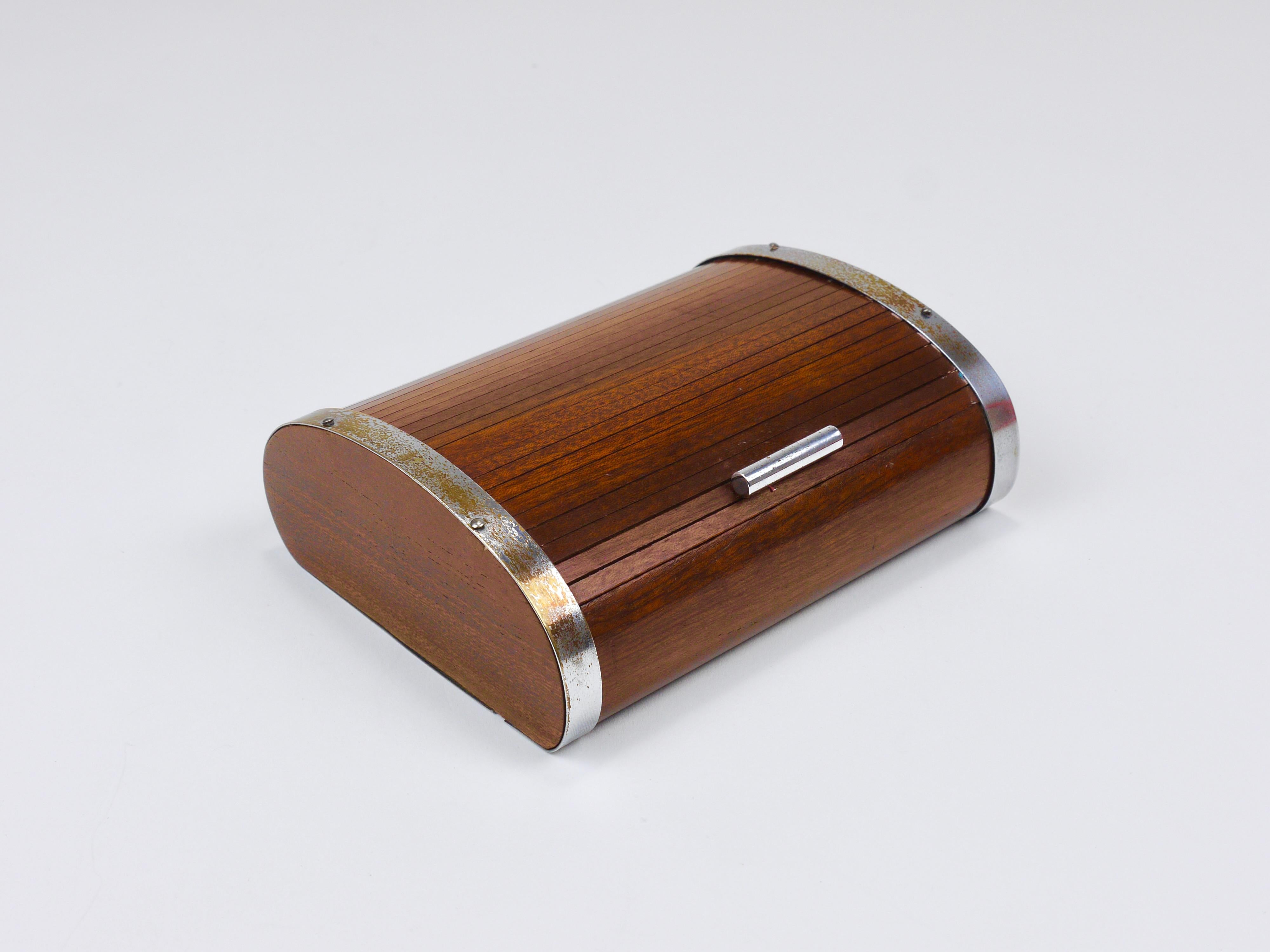 1930s Carl Aubock Large Art Deco Jewelry Storage Cigarette Box, Roll Top, Vienna For Sale 4