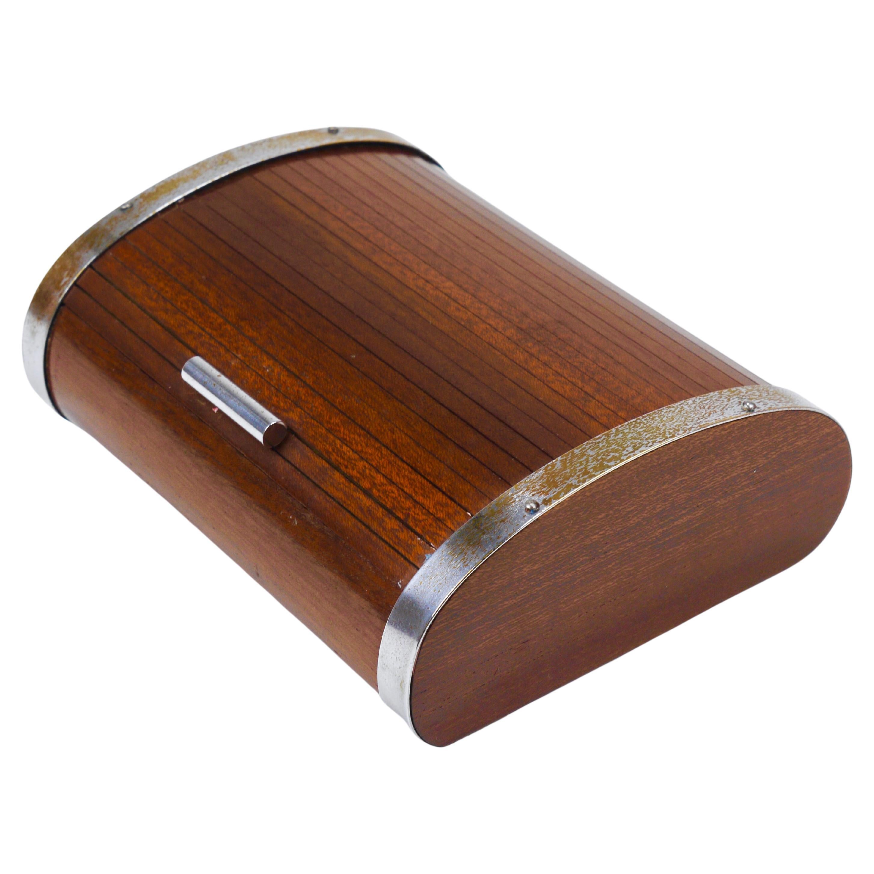 1930s Carl Aubock Large Art Deco Jewelry Storage Cigarette Box, Roll Top, Vienna For Sale