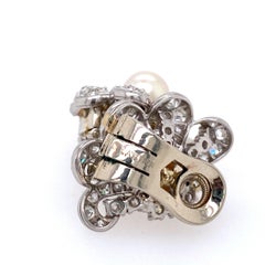 1930s Cartier Diamond and Pearl Non-Pierced Earrings