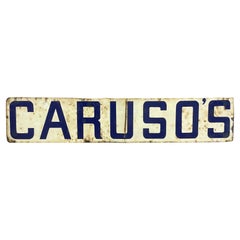 Used 1930s Caruso's Old New York Restaurant Enamel Sign