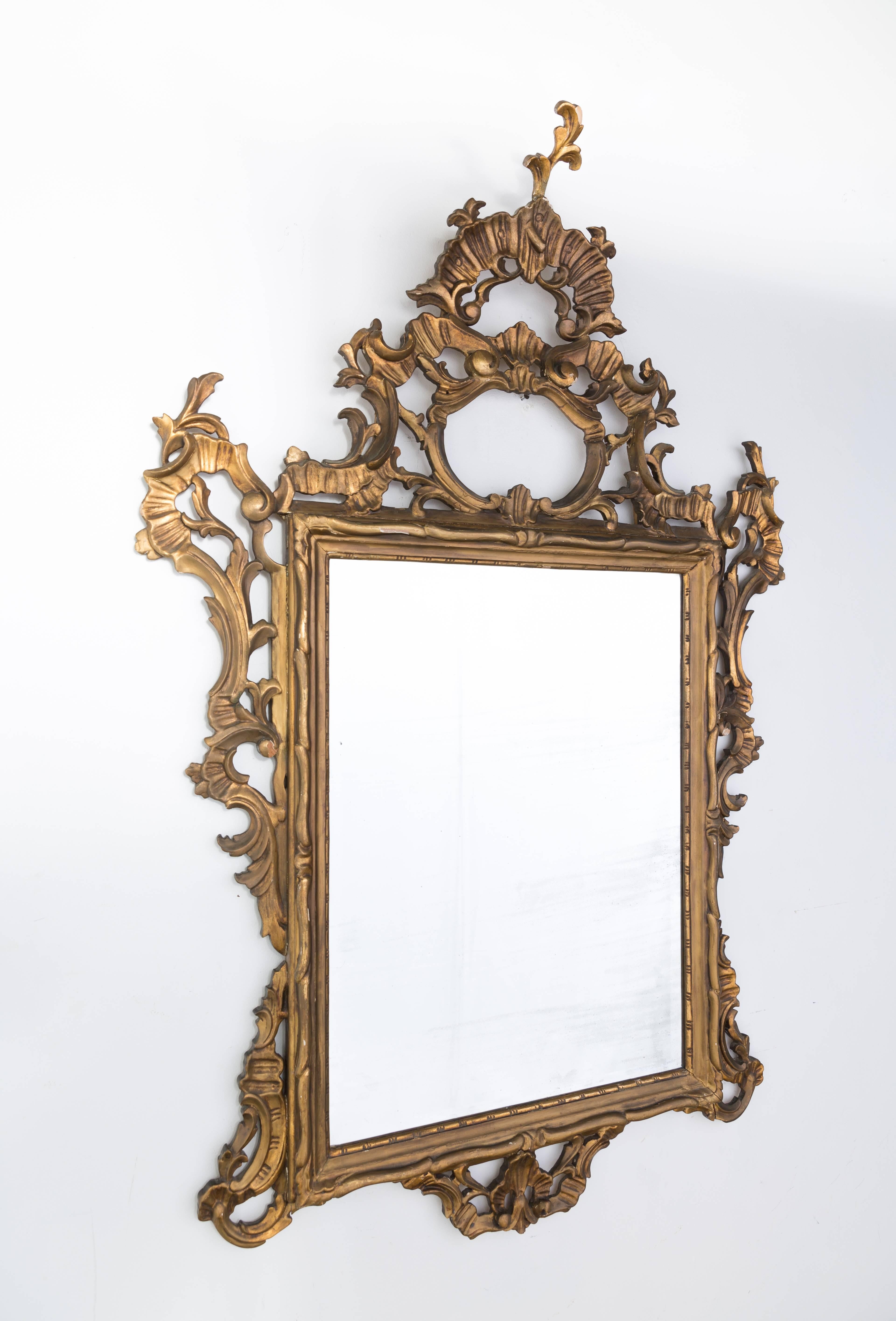 1930s carved giltwood Italian mirror.
