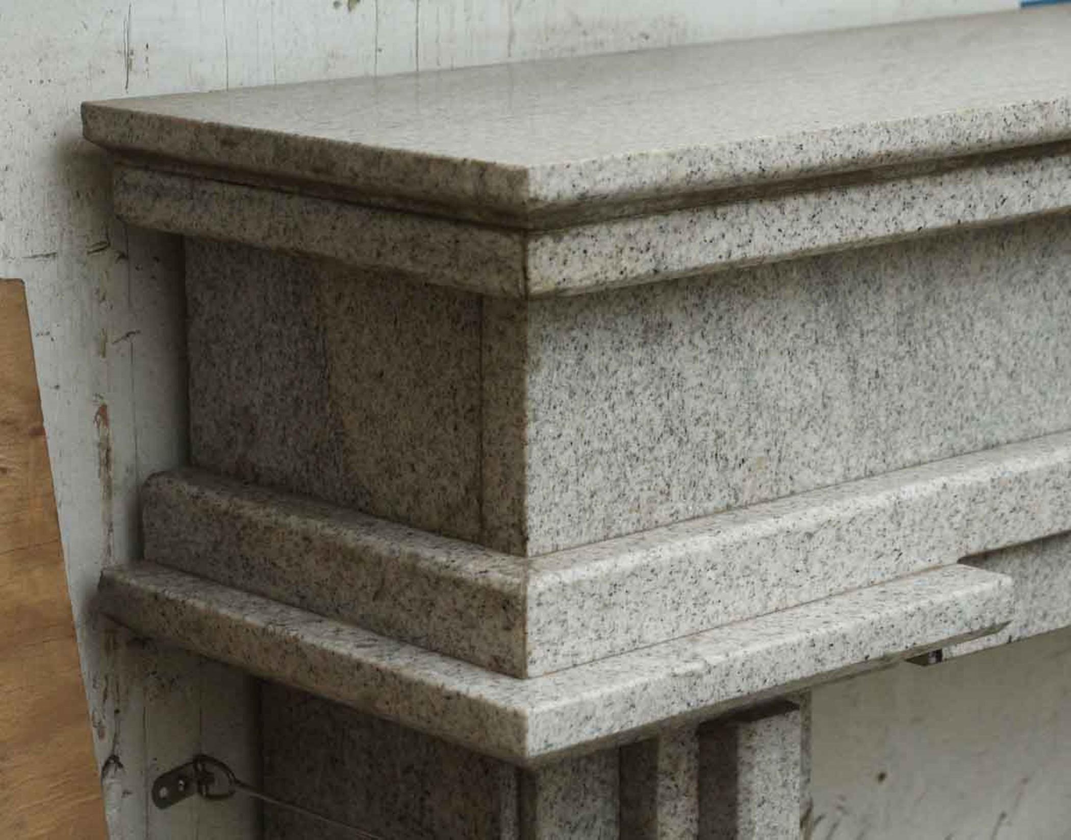 1930s Carved Granite Mantel with Art Deco or Geometric Design In Good Condition In New York, NY
