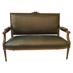 1930s Carved Wood Louis XVI French Settee