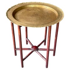 1930s Casablanca Brass Folding Tray Tea Table, Moroccan 6 Leg