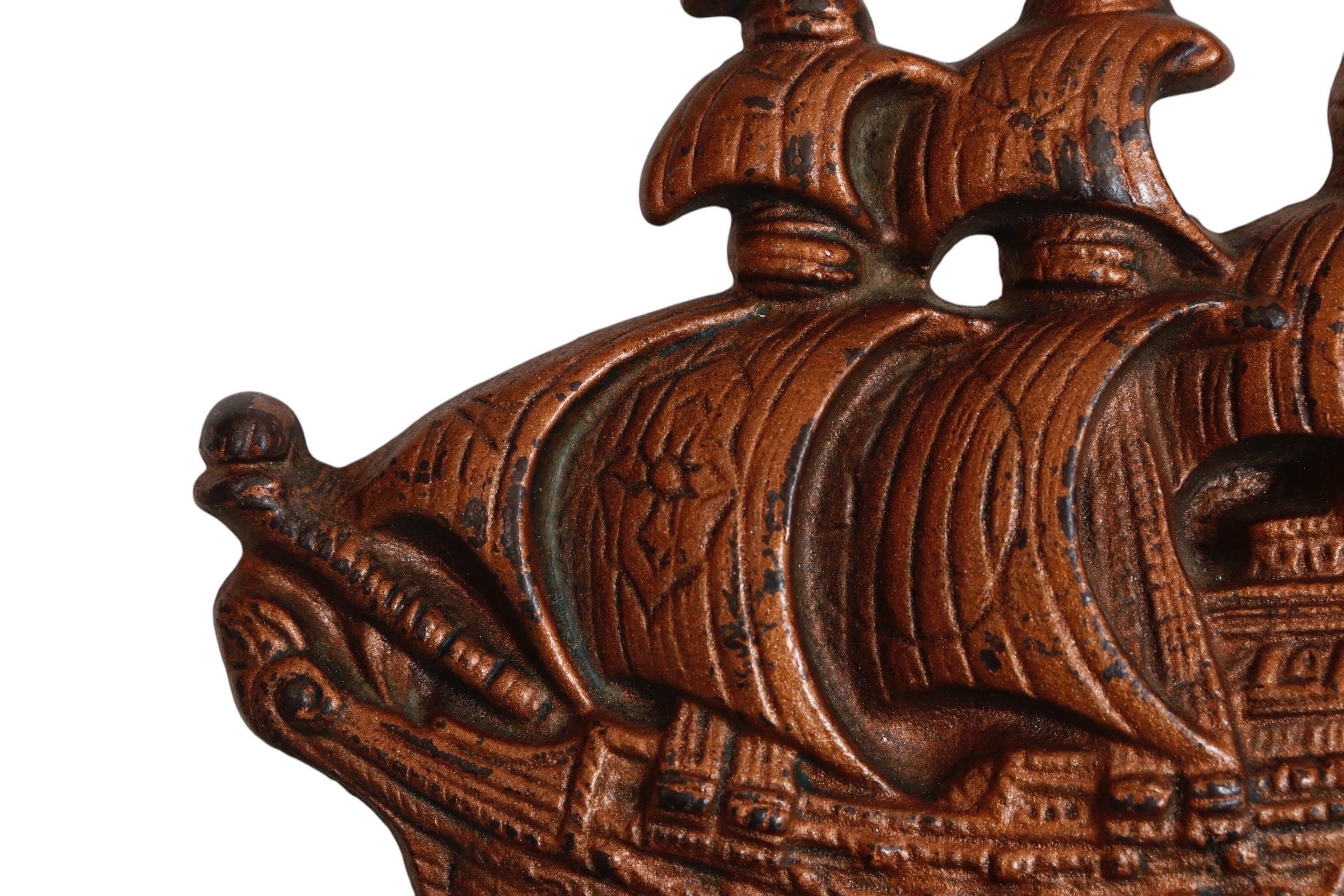 American 1930’s Cast Iron Carrack Ship Bookends - a Pair For Sale