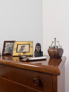 1930s Cast Iron Charles Lindbergh Bust Money Box, Aviation Memorabilia