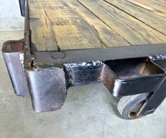 1930s Cast Iron Rolling Industrial Cart Pallet Table