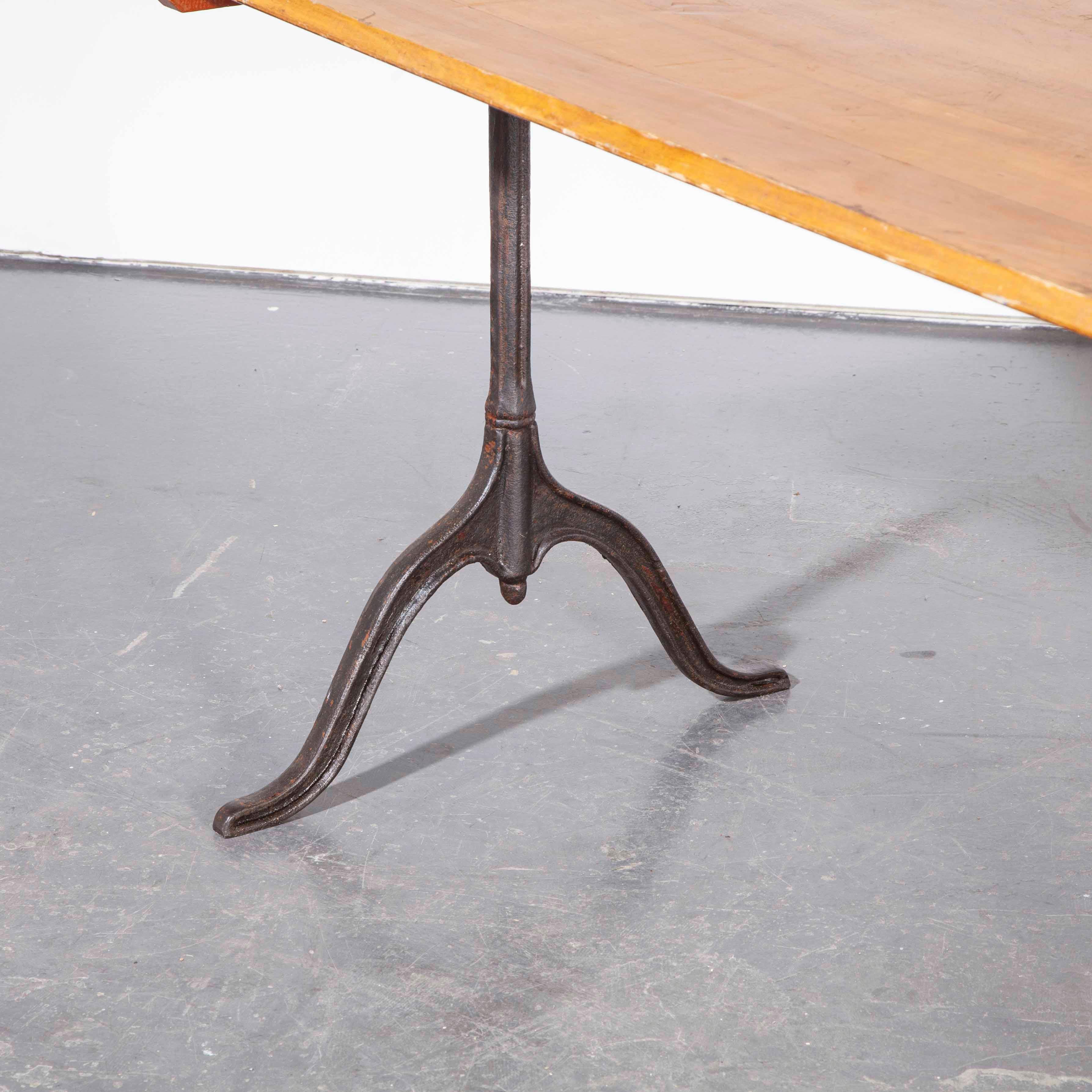 1930s Cast Metal Base Kronenbourg Café Dining, Bistro Table, Model Three In Good Condition In Hook, Hampshire