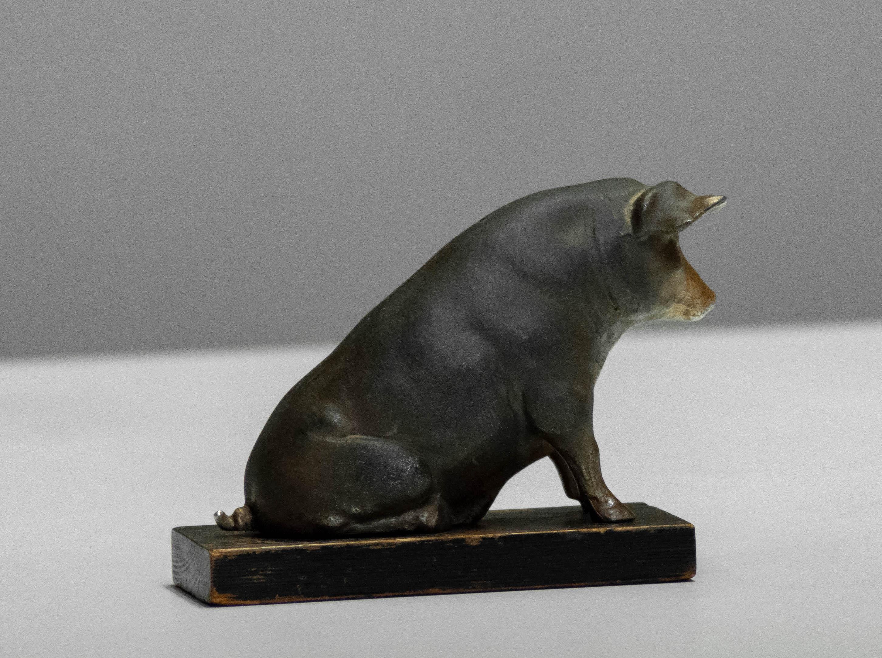 1930s Cast Saving Pig / Money Box Made by Swedish Gold Smith Olof W. Nilsson In Good Condition For Sale In Silvolde, Gelderland