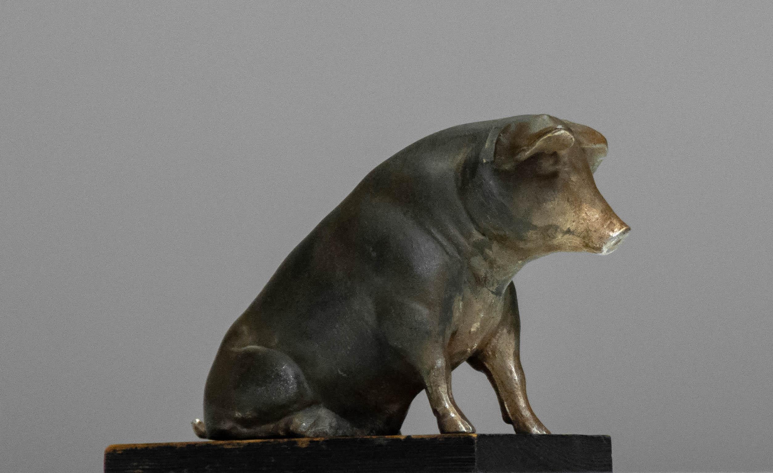 Mid-20th Century 1930s Cast Saving Pig / Money Box Made by Swedish Gold Smith Olof W. Nilsson For Sale