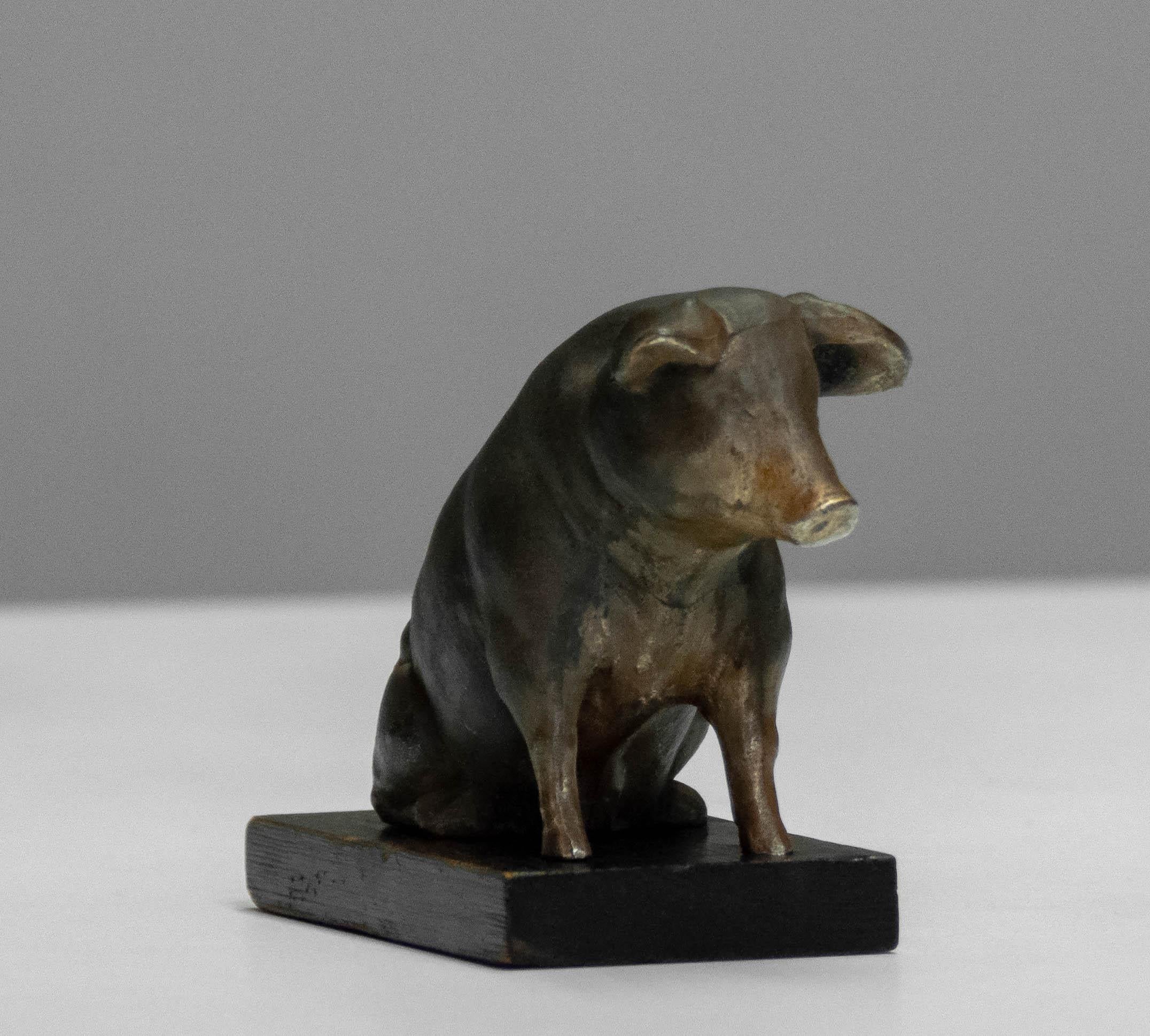 Metal 1930s Cast Saving Pig / Money Box Made by Swedish Gold Smith Olof W. Nilsson For Sale