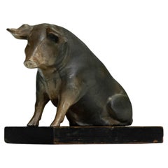 1930s Cast Saving Pig / Money Box Made by Swedish Gold Smith Olof W. Nilsson