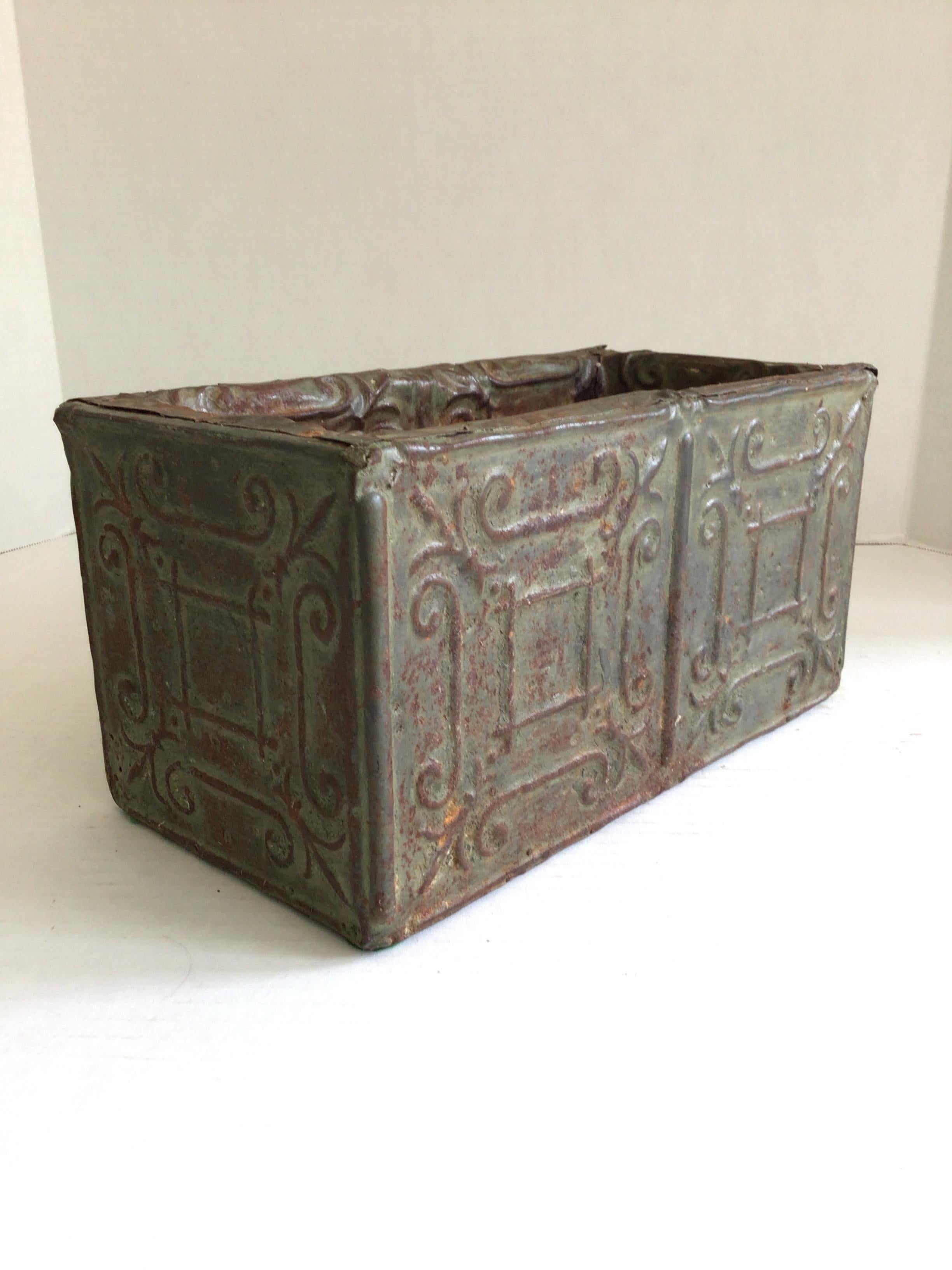 Hand-Crafted 1930s Ceiling Tin Window Box For Sale