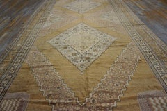 1930's Camel Geometric Central Asian Khotan Carpet 9'2"x18'2" Knotted Wool Rug