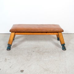 1930s Central European Leather Pommel Horse Industrial Bench